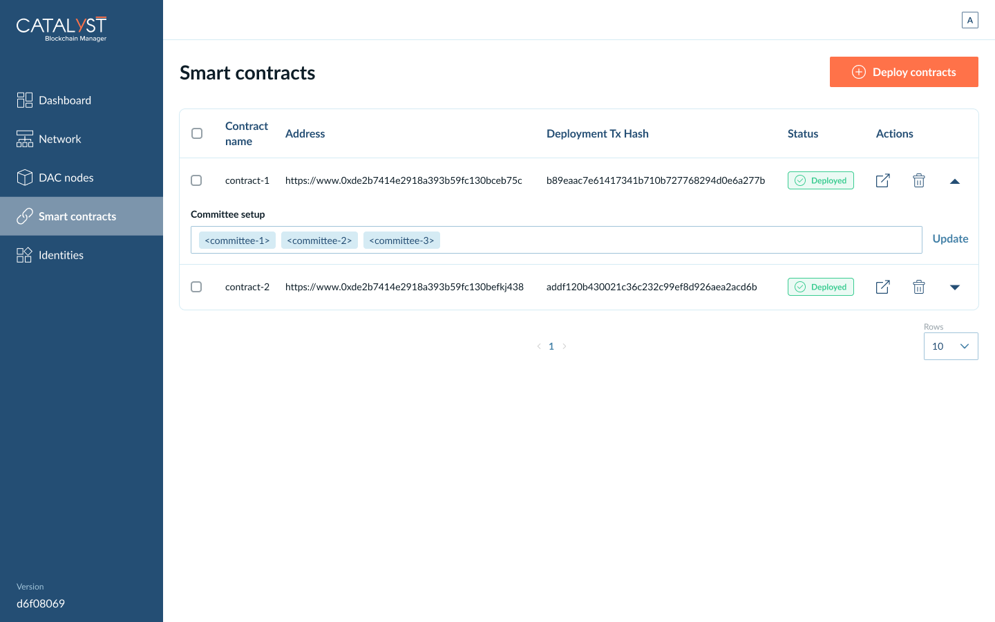 Manage Smart Contracts - Functionalities